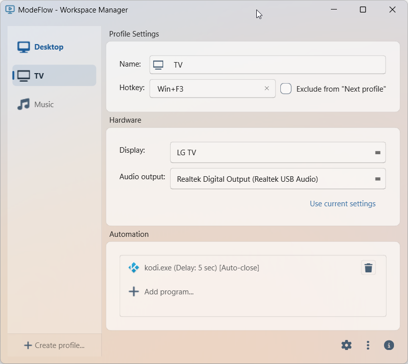 ModeFlow - Workspace Manager